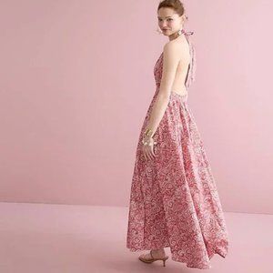 EUC J. Crew Collection PAISLEY maxi HALTER Cotton SUNDRESS Size XS